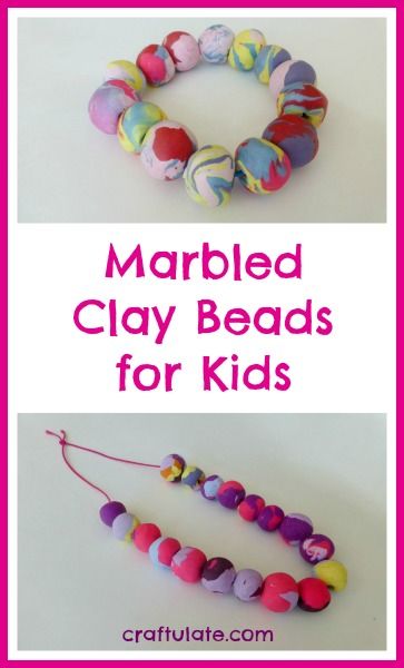 Marbled Clay Beads for Kids to Make