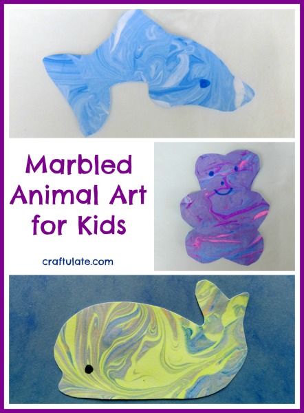 Marbled Animal Art for Kids from Craftulate