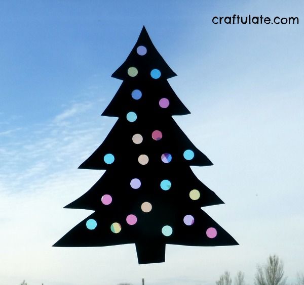 Christmas Tree Tissue Paper Suncatcher Craft for Kids