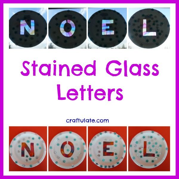 Stained Glass Letters using paper plates by Craftulate