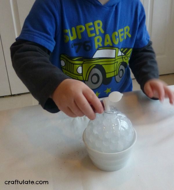 Water Bead Ornaments for kids to make. Great fine motor practice!