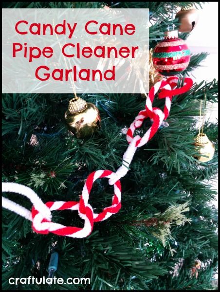 Candy Cane Pipe Cleaner Garland for kids to make