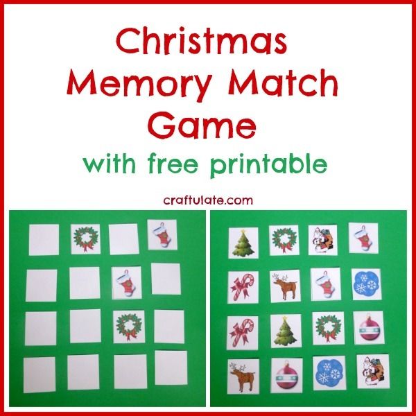 Christmas Memory Match Game for kids (free printable!)