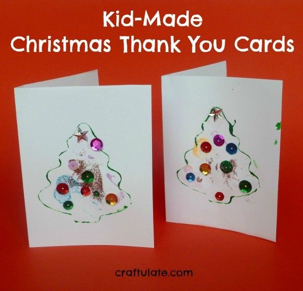 Kid-Made Christmas Thank You Cards from Craftulate