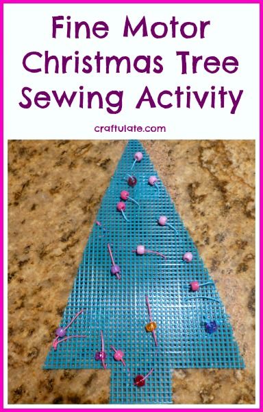 Fine Motor Christmas Tree Sewing Activity from Craftulate