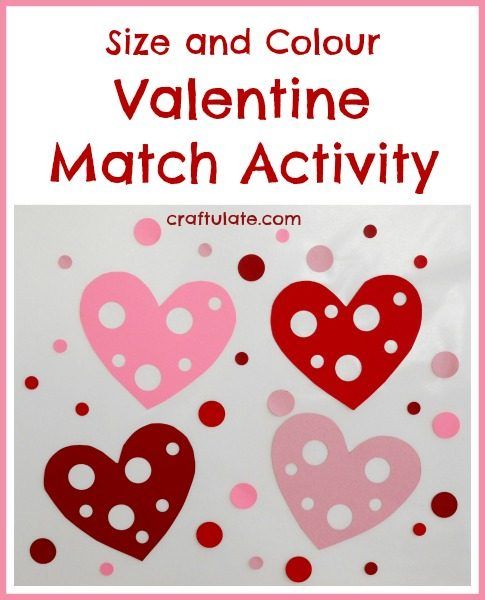 Size and Colour Valentine Match Activity from Craftulate