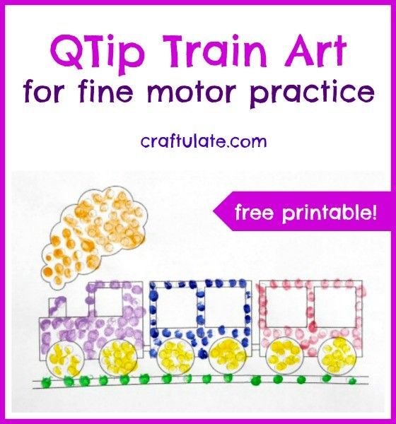 QTip Train Art for fine motor practice from Craftulate