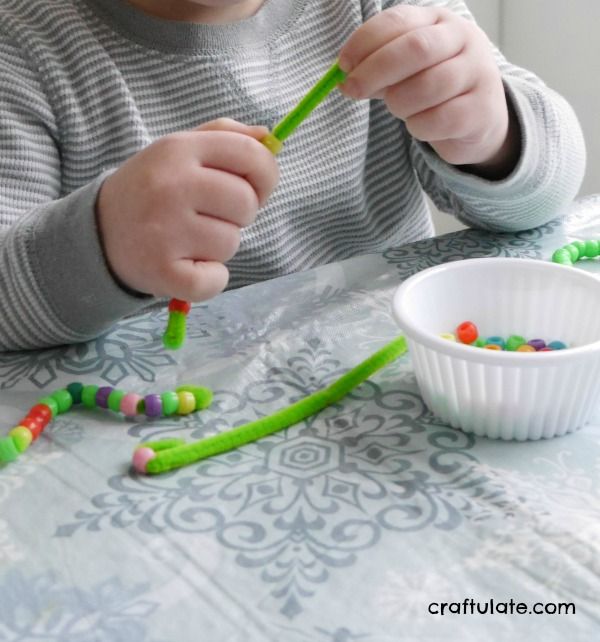 Pipe Cleaner and Bead Inchworm Craft from Craftulate