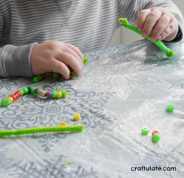 Pipe Cleaner and Bead Inchworm Craft from Craftulate