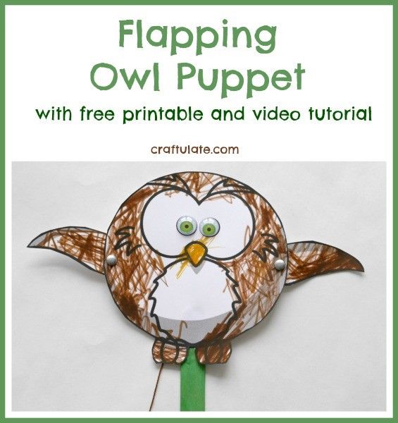 Flapping Owl Puppet by Craftulate - free printable and video tutorial!!