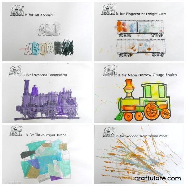 Train ABC Art Book - free printable from craftulate.com