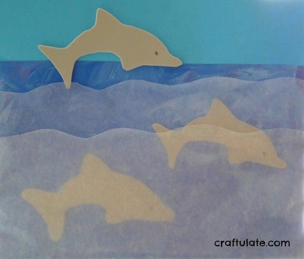 Dolphins in the Ocean Art - art activity for kids to make