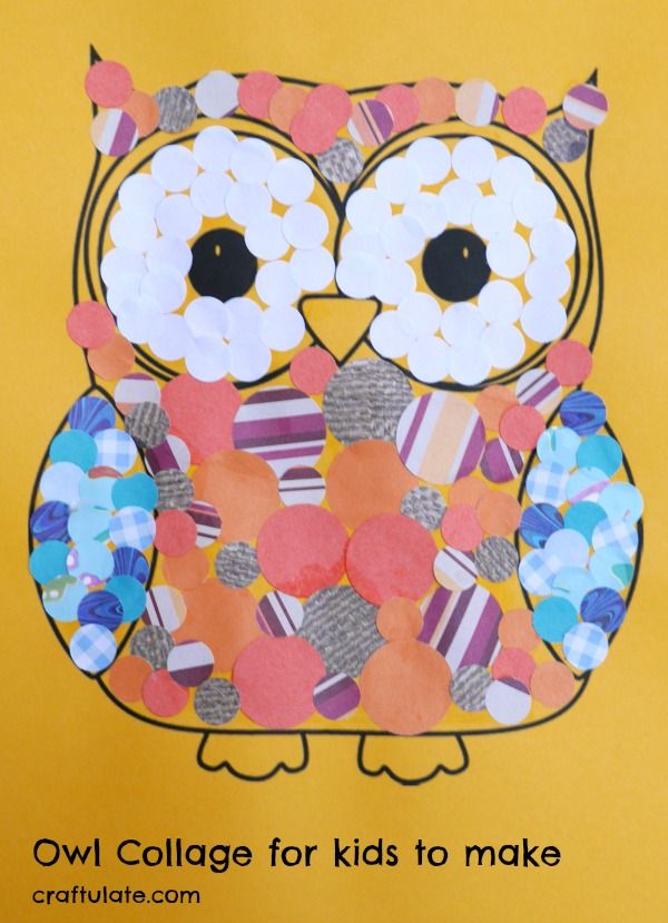 Owl Collage - a fun art project for kids to make with circle paper punches!