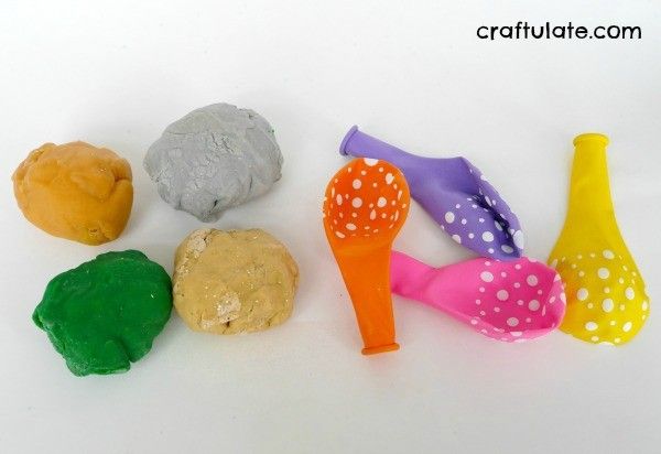 Play Dough Filled Balloons from Craftulate