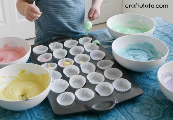 Rainbow Cupcakes - cooking with kids!