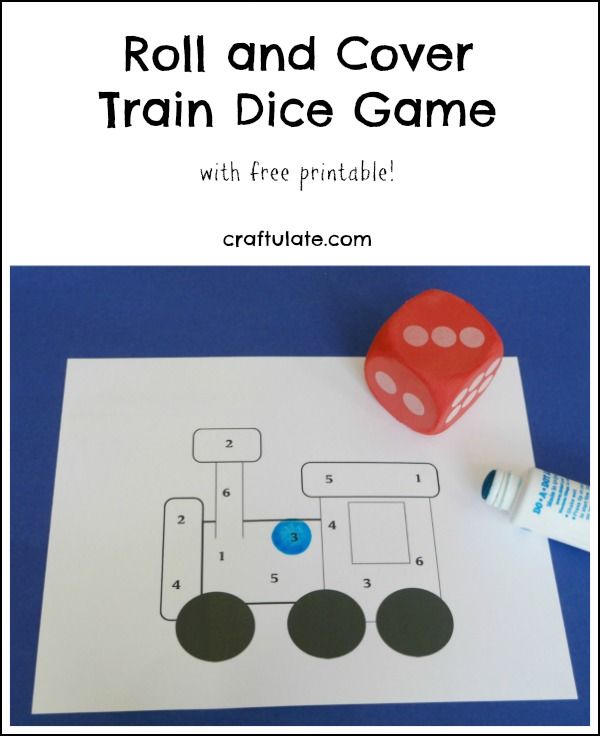 Roll and Cover Train Dice Game from Craftulate FREE PRINTABLE