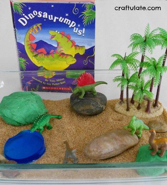 Dinosaur Small World for sensory play from Craftulate