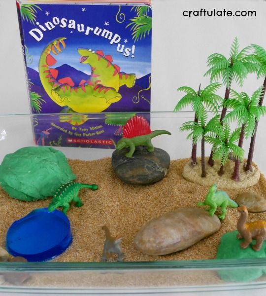 Dinosaur Small World for sensory play from Craftulate