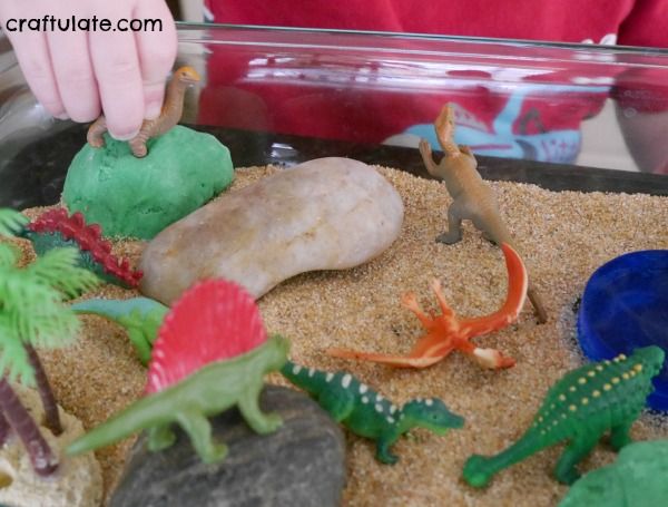 Dinosaur Small World for sensory play from Craftulate