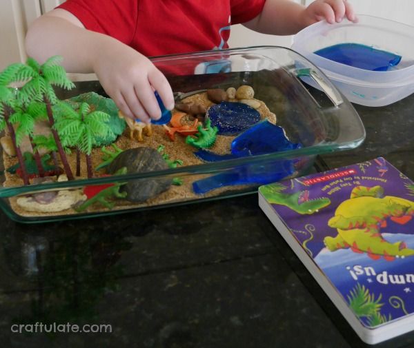 Dinosaur Small World for sensory play from Craftulate