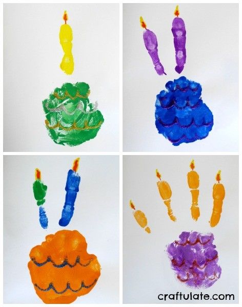 Handprint Birthday Cake Cards - a fun craft for kids to make for little ones!