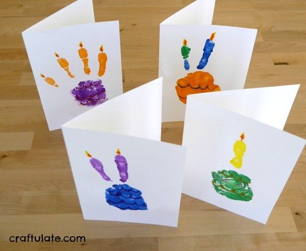 Handprint Birthday Cake Cards - a fun craft for kids to make for little ones!