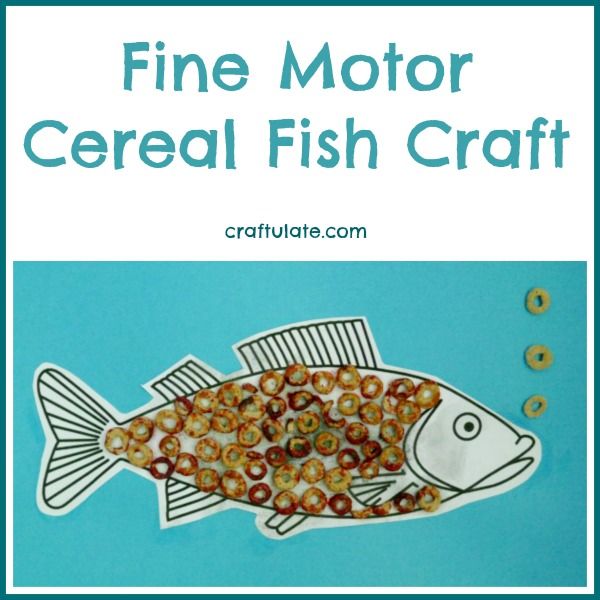 Fine Motor Cereal Fish Craft from Craftulate
