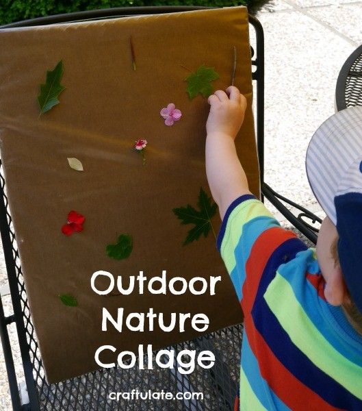 Outdoor Nature Collage - use natural items to make this art with the kids!