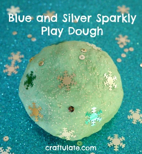 Blue and Silver Sparkly Play Dough