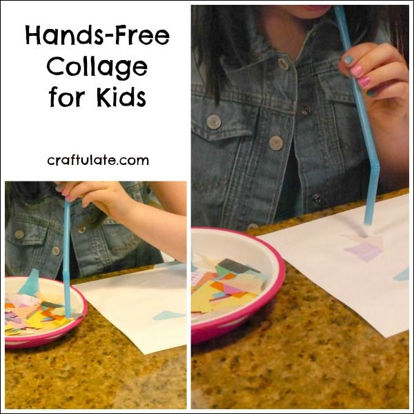 Hands Free Collage for Kids - using straws!