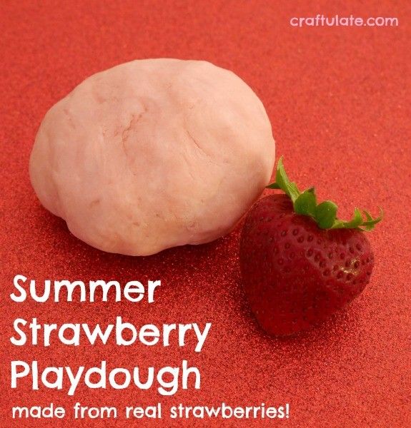 Summer Strawberry Playdough - made with real strawberries!