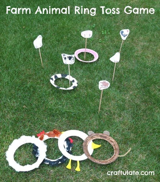Farm Animal Ring Toss Game - a fun gross motor game