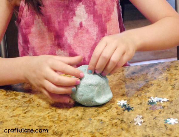 Blue and Silver Sparkly Play Dough