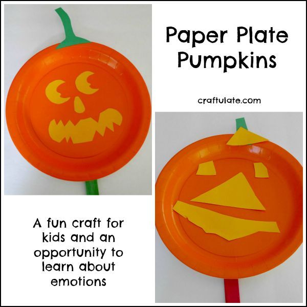 Paper Plate Pumpkins - a fun Halloween craft for kids