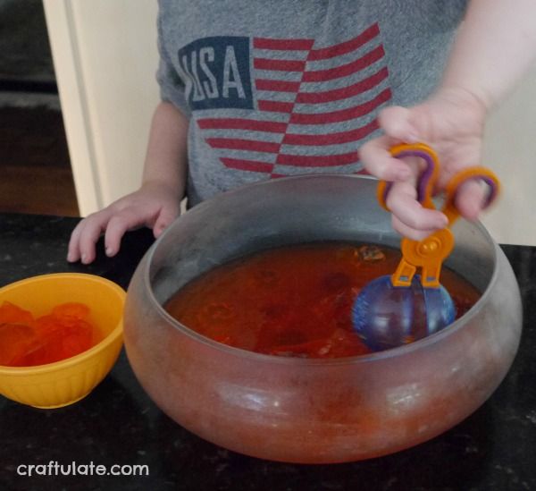 Fine Motor Jello Pumpkin Hunt