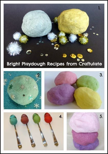 Bright Playdough Recipes from Craftulate