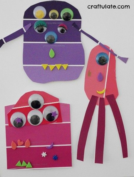 Paint Chip Monsters - a fun and easy craft for kids!