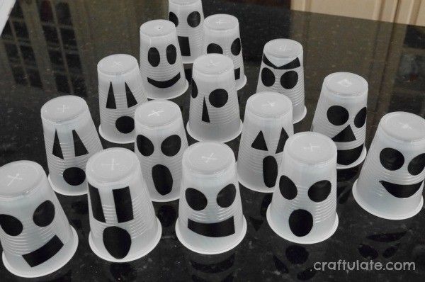 Light-Up Plastic Cup Ghosts - a fun Halloween craft for kids