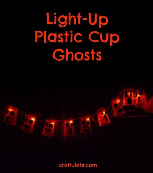 Light-Up Plastic Cup Ghosts - a fun Halloween craft for kids