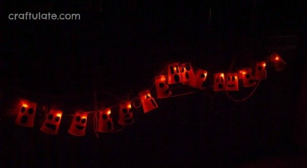 Light-Up Plastic Cup Ghosts - a fun Halloween craft for kids