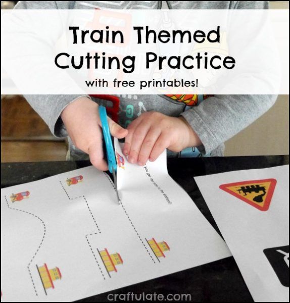 Train Themed Cutting Practice - with free printables!
