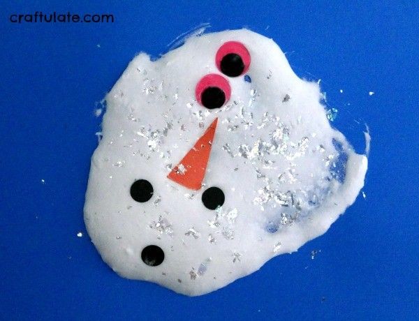 Melted Snowman Art - kids can make their own puffy paint!