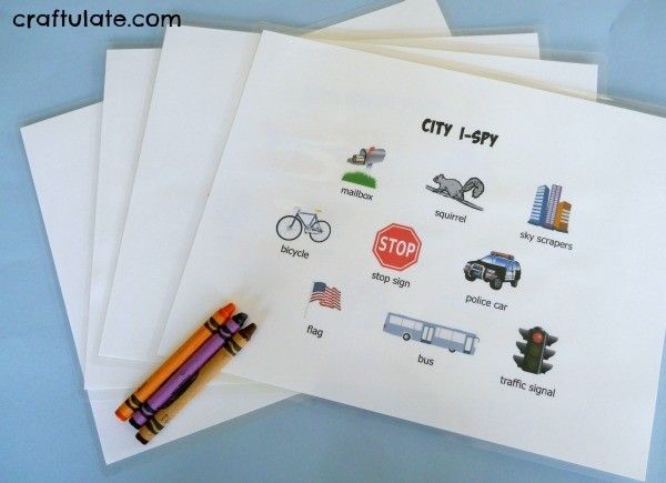 Road Trip I-Spy for Preschoolers - four different printable worksheets