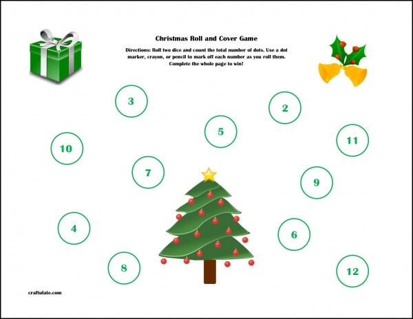 Christmas Two Dice Roll and Cover Game