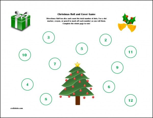 Christmas Two Dice Roll and Cover Game - Craftulate