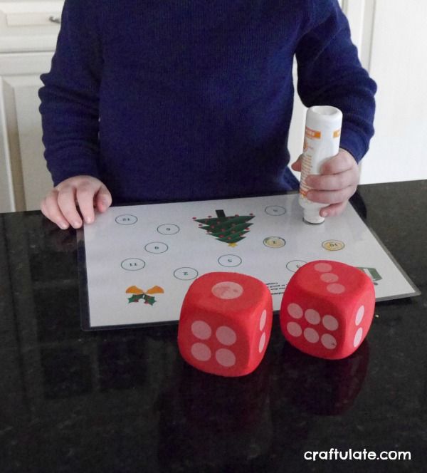 Christmas Two Dice Roll and Cover Game - with free printable!