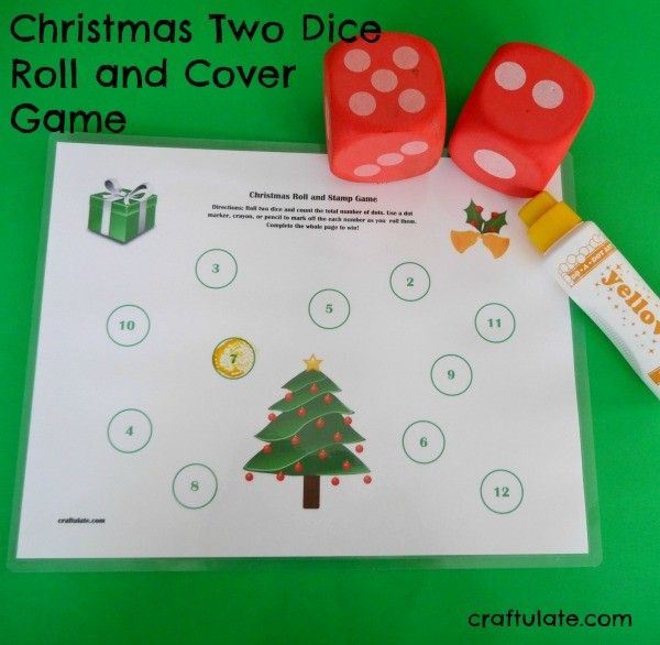 Christmas Two Dice Roll and Cover Game - with free printable!