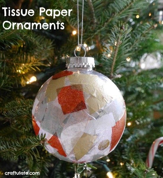 Tissue Paper Ornaments - an easy Christmas craft for kids to make!