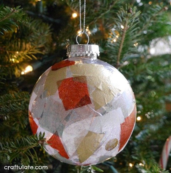 Tissue Paper Ornaments - an easy Christmas craft for kids to make!