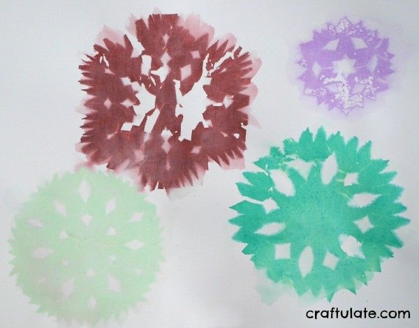 Tissue Paper Snowflake Art - a fun winter activity for kids!